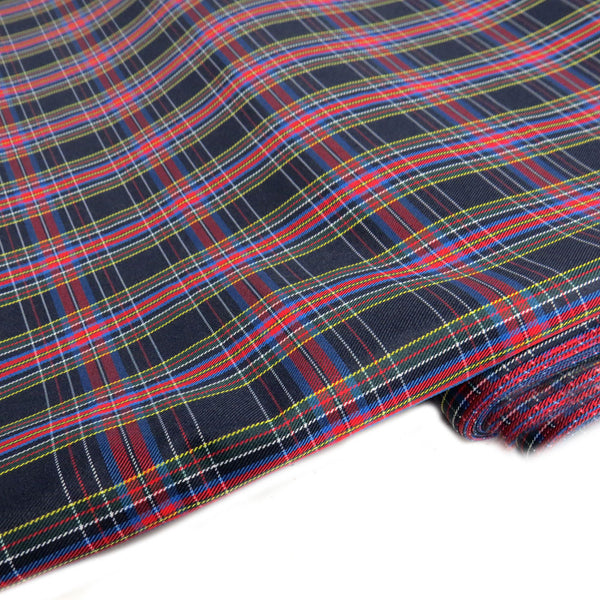 School Plaids, Black Blue Red Yellow White, 60" Wide; 1 yard