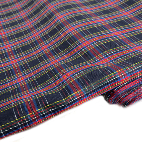 School Plaids, Black Blue Red Yellow White, 60" Wide; 1 yard