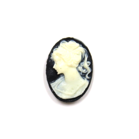 Black & Ivory Cameo Cabochon; 12x17mm- 1 piece