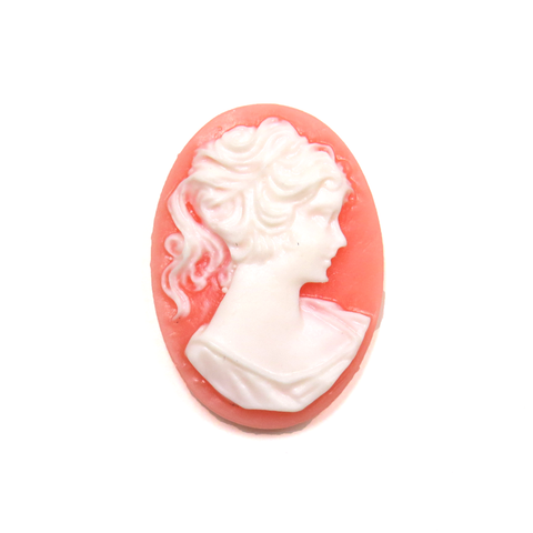 White & Pink Cameo Cabochon; 18x25mm- 1 piece