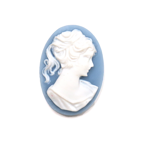 White & Blue Cameo Cabochon; 18x25mm- 1 piece