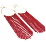Earring with Chains Red, Gold, 5 inches - 1 piece