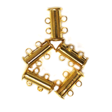 2 Strand Magnetic Multi-Strand Clasp, Brass Gold Plated; 5pcs