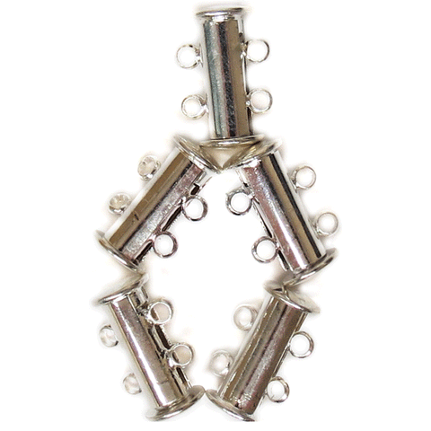 2 Strand Magnetic Multi-Strand Clasp, Brass Silver Plated; 5pcs