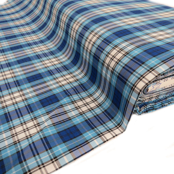School Plaids, Blue White Black, 60" Wide; 1 yard