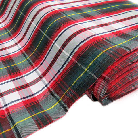 School Plaids,White Blue Red, 60" Wide; 1 yard