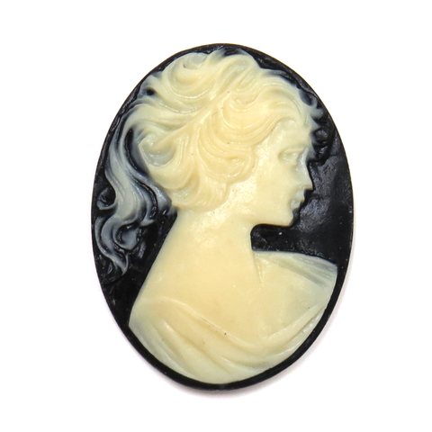Black & Ivory Cameo Cabochon; 28x30mm- 1 piece