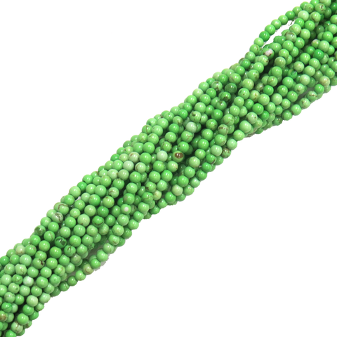 3mm Green Stabilized Turquoise Round Beads