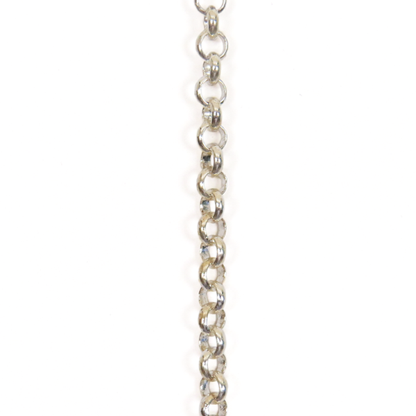 Brass Rolo Chain, Silver, 4.8mm; 1 foot