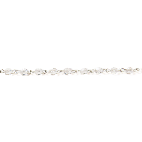 Rosary Chain, Silver/Crystal-4mm; 1foot