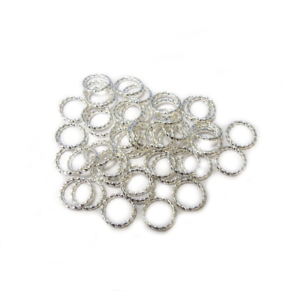 Fancy Jump Ring, Silver Plated Brass-10mm; 50pcs