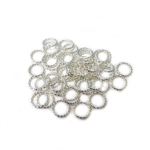 Fancy Jump Ring, Silver Plated Brass-10mm; 50pcs