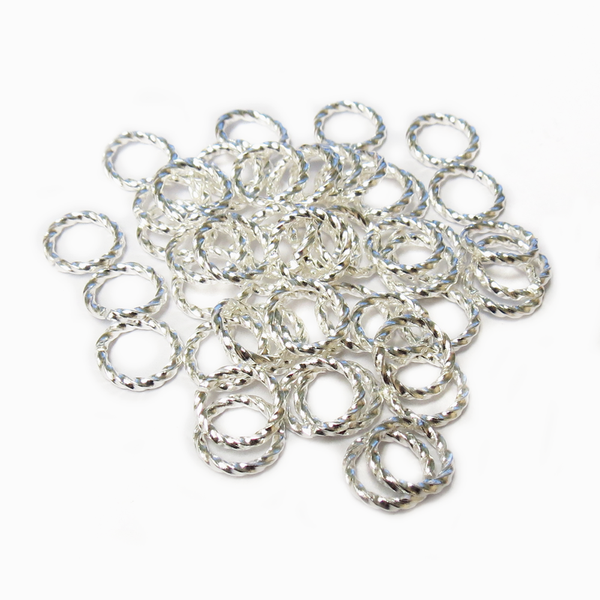 Fancy Jump Ring, Silver Plated Brass-8mm/16gauge; 50pcs