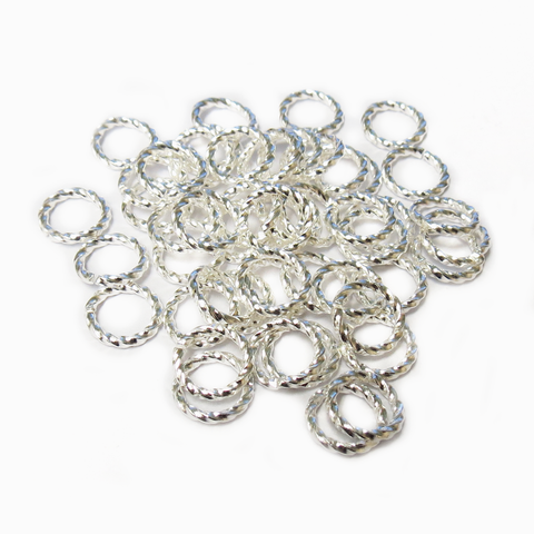Fancy Jump Ring, Silver Plated Brass-8mm/16gauge; 50pcs