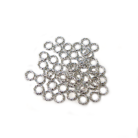 Fancy Jump Ring, Silver Plated Brass- 6mm/16gauge; 50pcs
