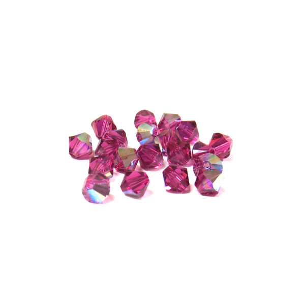 Swarovski Crystal, Bicone, 5mm - Fuchsia AB; 20 pcs