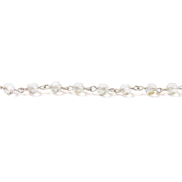 Rosary Chain, Crystal/Silver-6mm; 1foot