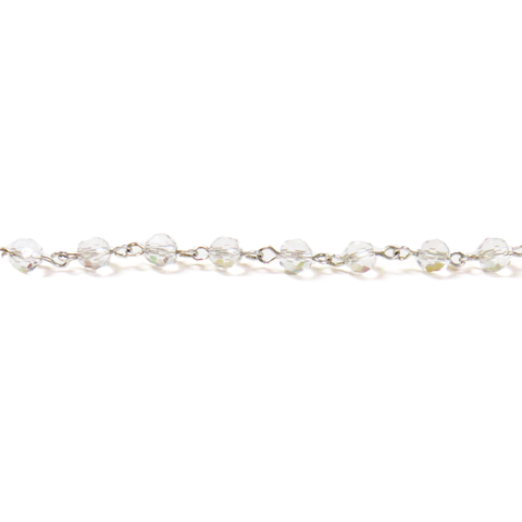 Rosary Chain, Crystal/Silver-6mm; 1foot
