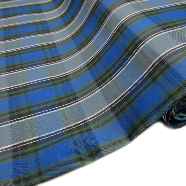 School Plaids, Green Blue White, 60" Wide; 1 Yard