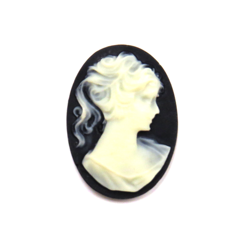 Black & Ivory Cameo Cabochon;18x25mm- 1 piece