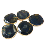 Blue Two Tone Agate Faceted, Gold, 50x48mm -  1 piece