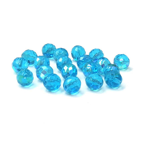 Aqua AB, Round Faceted Fire Polished; 12mm-20pcs