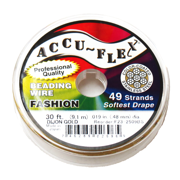 Accu-Flex Beading Wire-49 strands, 19in/30ft; Gold