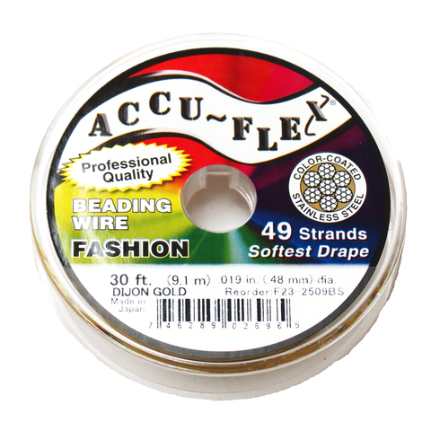 Accu-Flex Beading Wire-49 strands, 19in/30ft; Gold