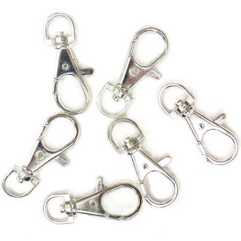 Alloy Lobster Claw Flat, Silver-37mm; 6pcs