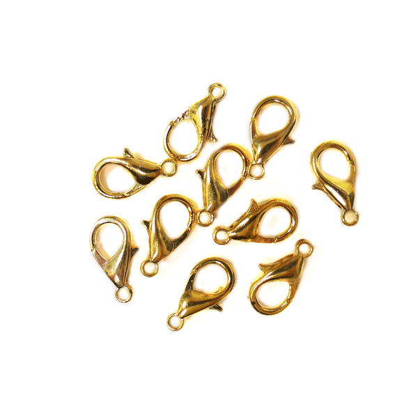Alloy Lobster Claw Lg.,Gold-16mm; 10pcs
