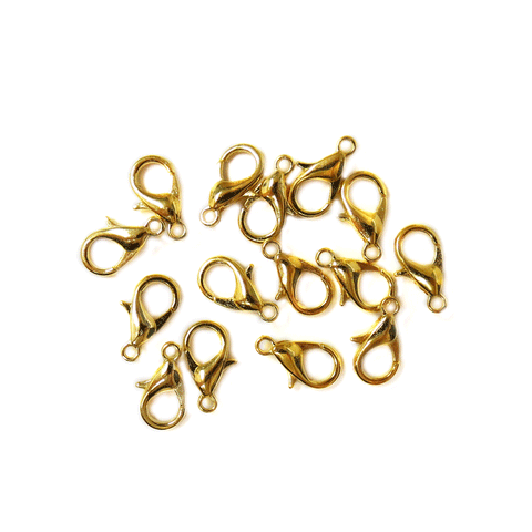 Alloy Lobster Claw Med., Gold-12mm; 15pcs