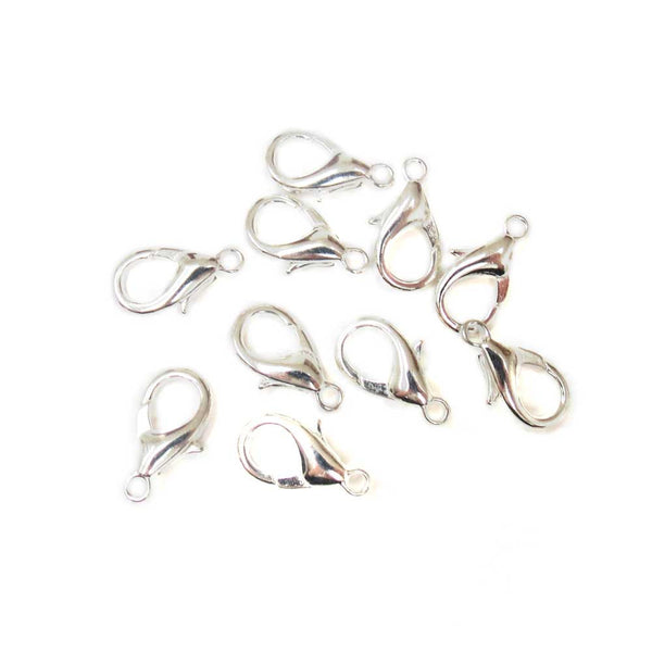Alloy Lobster Claw., Silver - 16mm; 10pcs