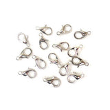 Alloy, Lobster Claw 2 Silver-12mm; 15pcs