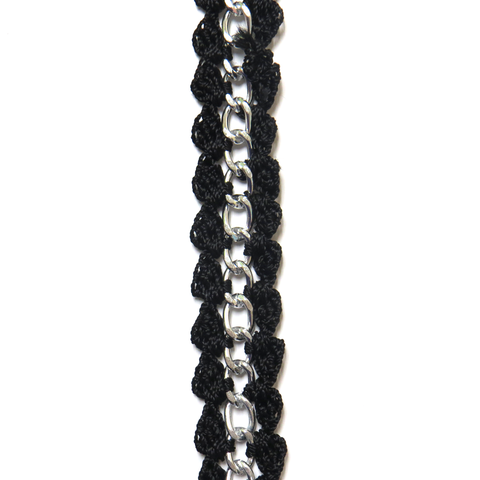 Black Crochet Aluminum Chain- 1 Foot