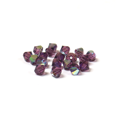 Swarovski Crystal, Bicone, 5mm - Amethyst AB; 20 pcs