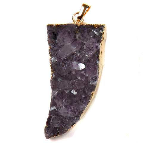 Amethyst Druzy Horn Pendant