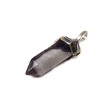Amethyst with White Stripes Quartz Pendant, 30x8mm, Silver; 1 piece