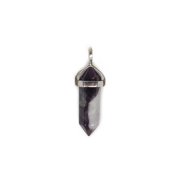 Amethyst with White Stripes Quartz Pendant, 30x8mm, Silver; 1 piece
