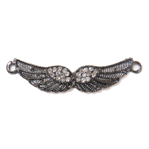 Angel Wings with Rhinestones; Gunmetal