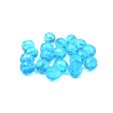 Aquamarine, Round Faceted Fire Polish, 12mm-20pcs