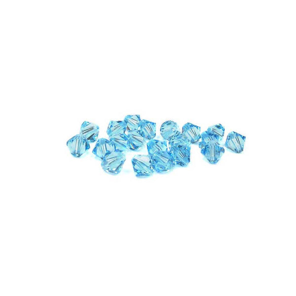 Swarovski Crystal, Bicone, Aquamarine, 6mm; 20pcs