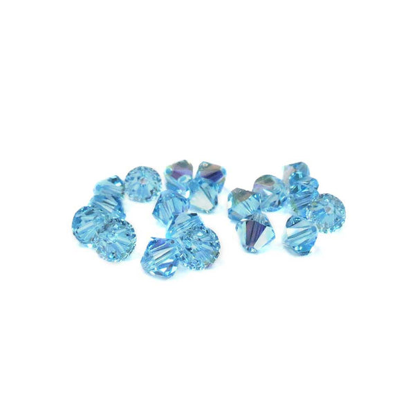 Swarovski Crystal, Bicone, 6mm, Aquamarine AB; 20pcs