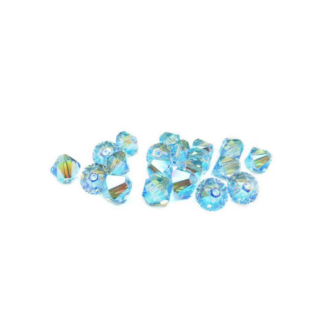 Swarovski Crystal, Bicone, Aquamarine AB 2X, 6mm; 20pcs