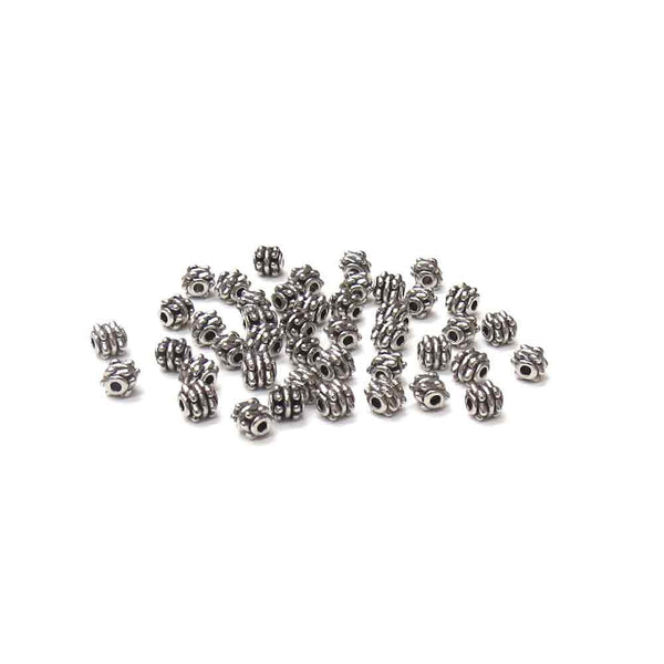 Barrel Spacer Silver, 4mm - 24 pcs