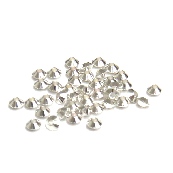 Bicone Spacer Beads, Silver Plated, 4mm, 100 pieces