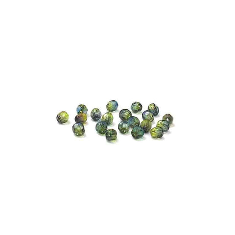 Blue Green, Round Faceted Fire Polished; 4mm - 20 pcs