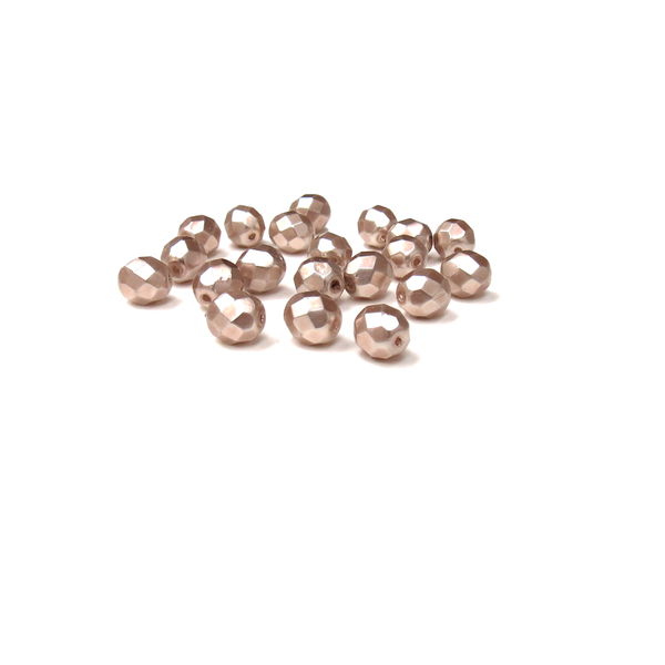 Bronze Pearl, Round Faceted Fire Polished Beads-8mm; 20pcs