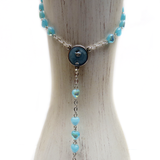 6mm Baby Blue Heart Italian  Rosary, 18" Long; 1 piece
