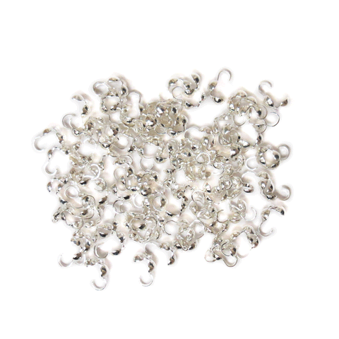 Bead Tip Bottom Clamp-on, Silver Plated Brass-8x3.5mm; 100pcs