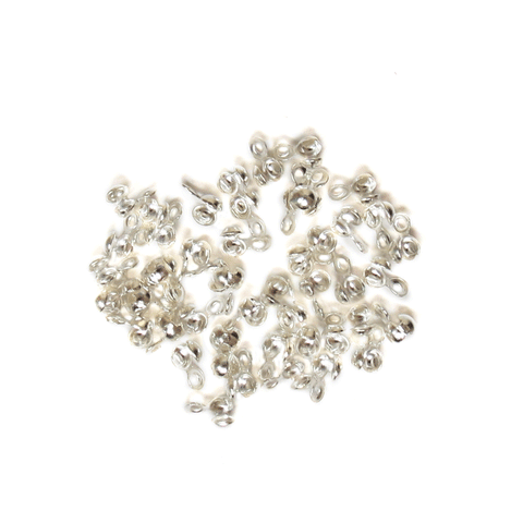 Bead Tip Side Clamp-on, Silver Plated Brass-6.5x3.5mm; 50pcs